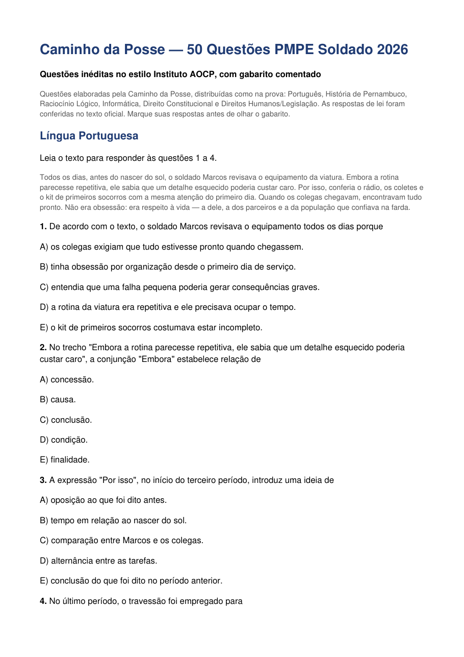 Questões no estilo AOCP